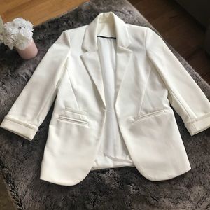 Sheinside Tailored White Boyfriend Blazer